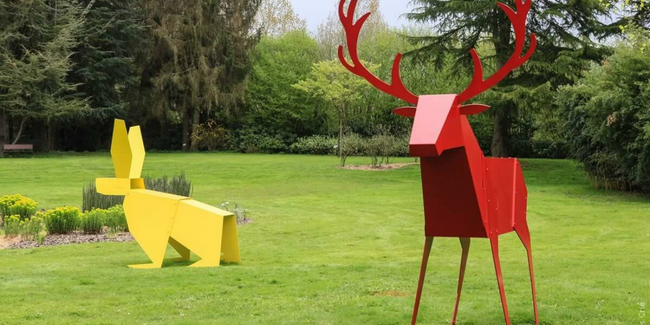 Exposition d'un Bestiaire Origami de Rémou aux Jardins de Brocéliande près de Rennes