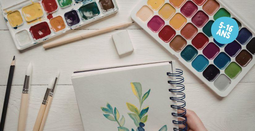 Atelier créatif aquarelle en duo parent-enfant à la Maison de la Terre, près de Saint-Brieuc