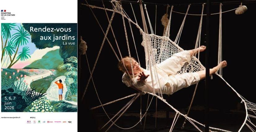 Spectacle teNir de la Cie a K entrepôt, crédits photo : Gisela Jane Rendez-vous aux jardins 2026 au Domaine départemental de la Roche-Jagu près de Guingamp