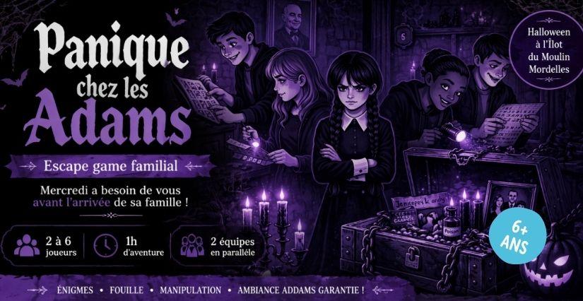 Escape game familial "Panique ches les Adams" avec l'Echappée Ludique à Mordelles