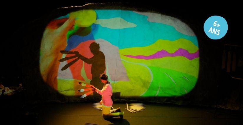 Spectacle dans la Grotte, Myriam Boudenia et Quentin Lugnier, crédits photo : Julie Lola Lanteri Spectacle et atelier "Dans la grotte", en famille dès 6 ans à Lillico, Rennes