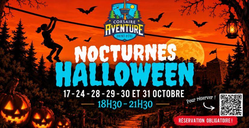 Nocturnes accrobranche d'Halloween pour les familles à Corsaire Aventure, Saint-Malo
