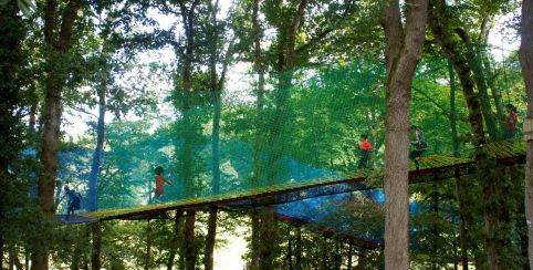 S'amuser dans les filets des arbres du Parcabout Hisse et Ho ! près de Saint-Brieuc