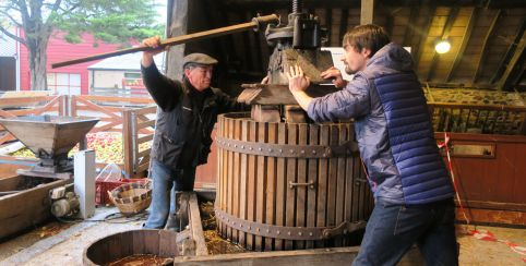 crédits photos Ecomusée de la Bintinais Cidre au pressoir à l'Écomusée de Rennes